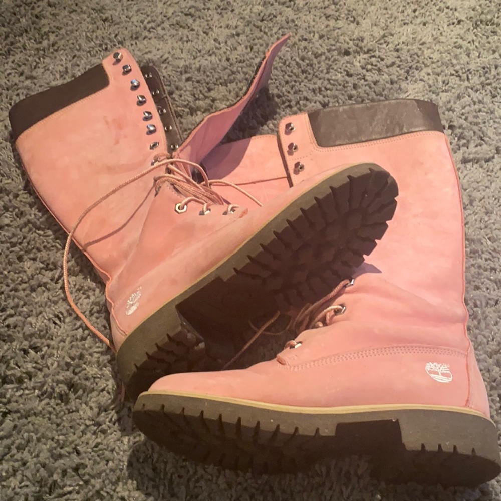 Timberland Long Lace Up Boots Pink